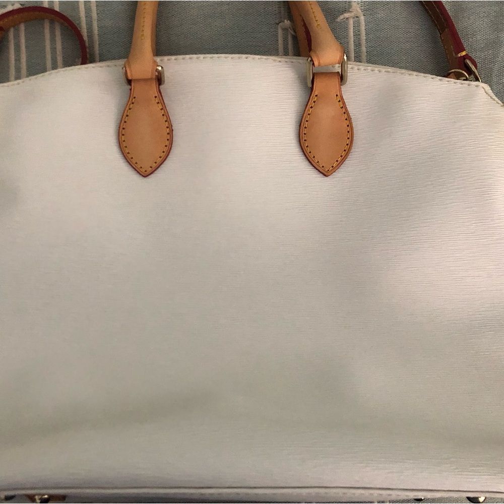 #4. Dooney & Bourke Epi Leather White Tan Double Zip Outer Pockets Satchel - Picture 3 of 12